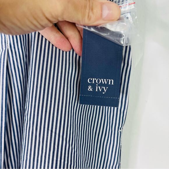 NEW Crown & Ivy blue white striped tie coastal nautical preppy shorts 16 - Picture 3 of 6